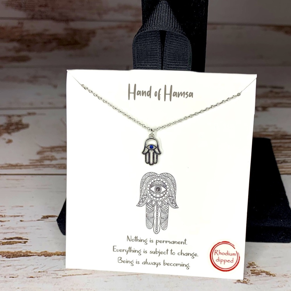 Hamsa Pendant Necklace- Silver
